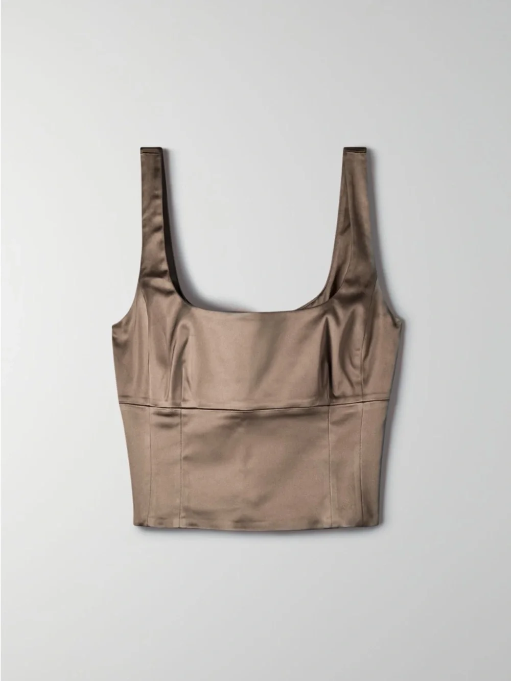 Aritzia Wilfred Bronze Shine Bustier Cropped Satin Like Top ($88) - Picture 2 of 13
